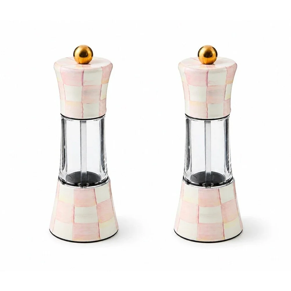 Mackenzie Childs Rosy Check Grinder Set of 2